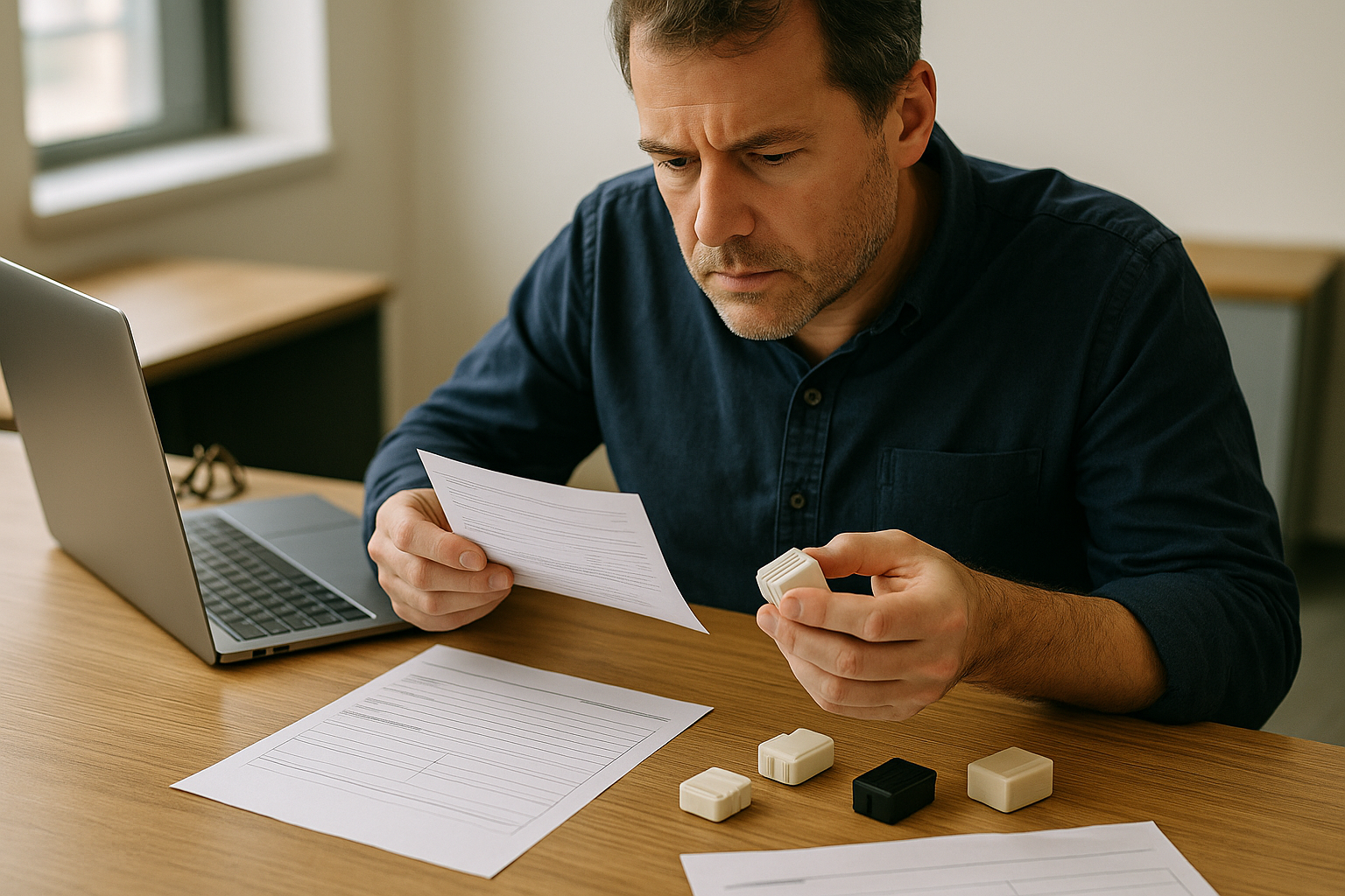 Overseas buyer comparing order notes, shipping forms, and sample items while deciding between a buying agent and a parcel forwarder