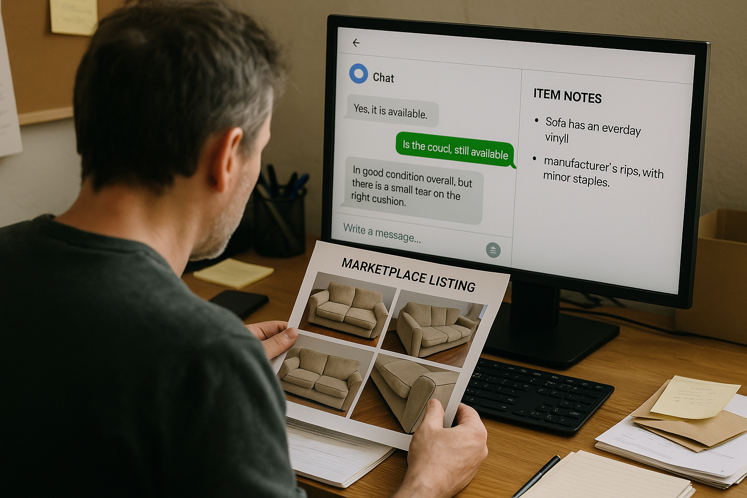 An order agent comparing Weidian listing photos with seller replies and item notes