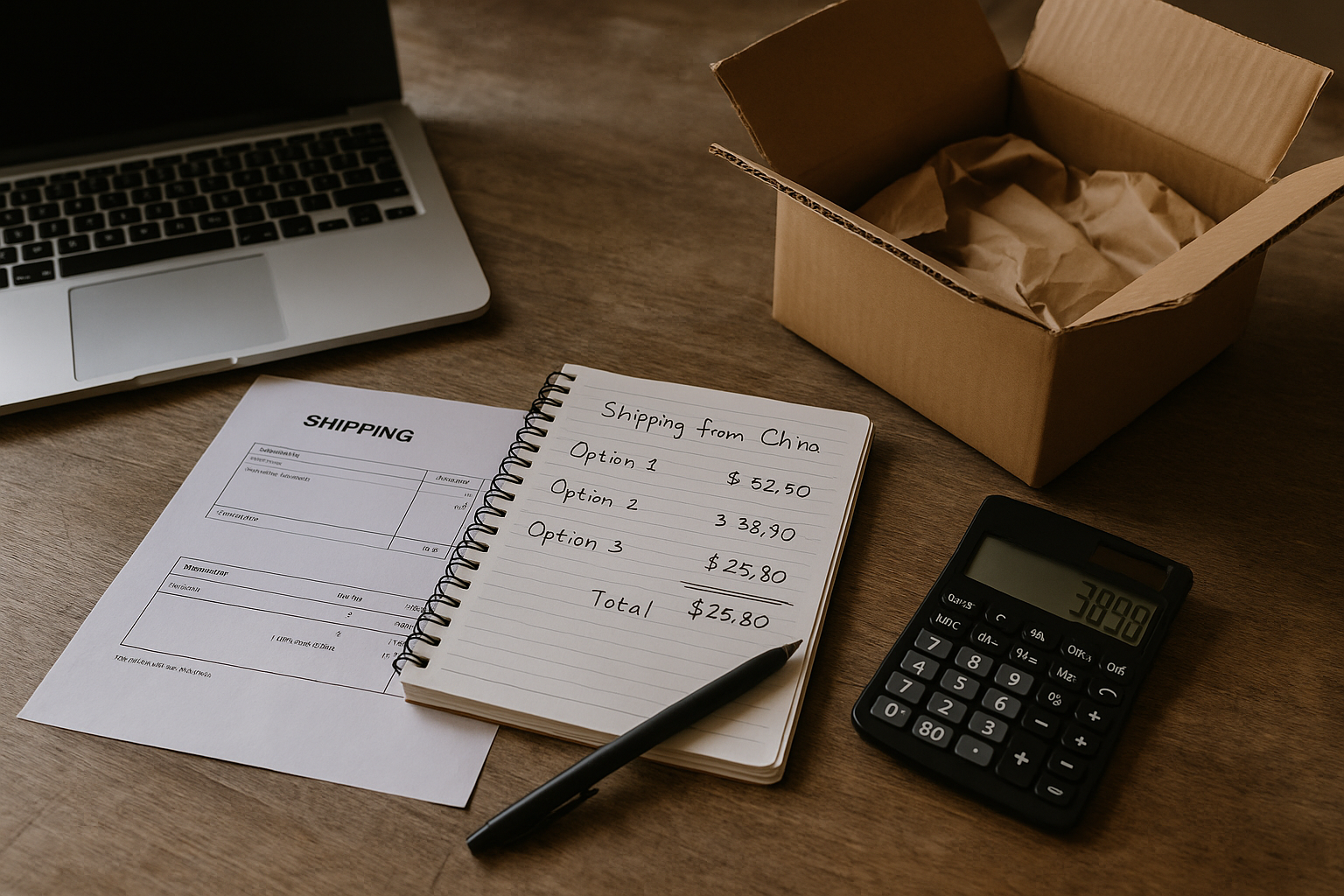Comparing shipping options and costs for products bought from China