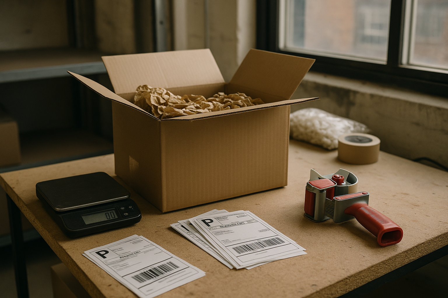 Planner comparing parcel size, packing method, and route costs for a China shipment