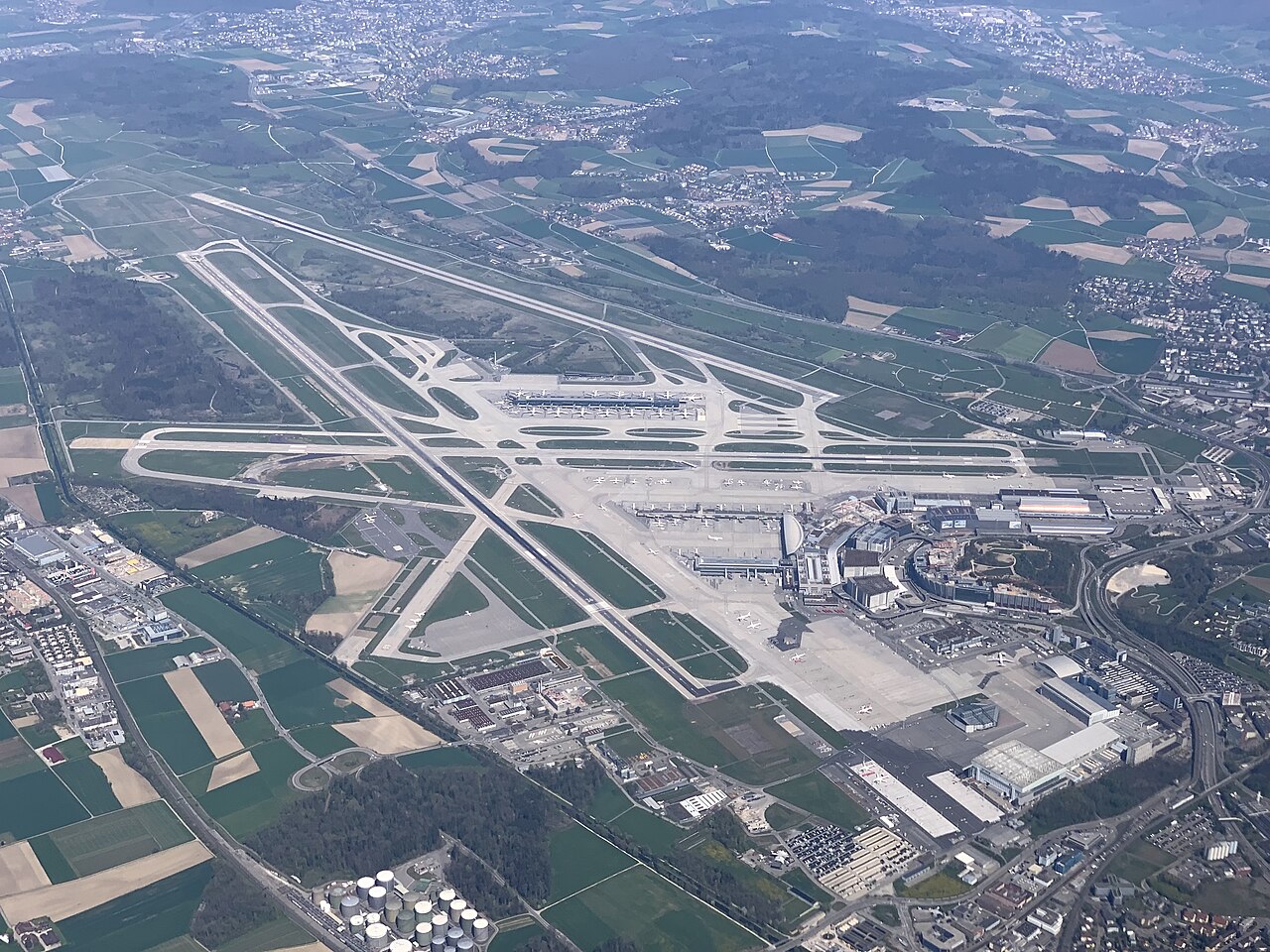 Aerial view of Zurich Airport