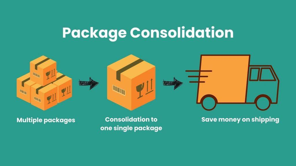 warehouse packing combined parcels for international shipping
