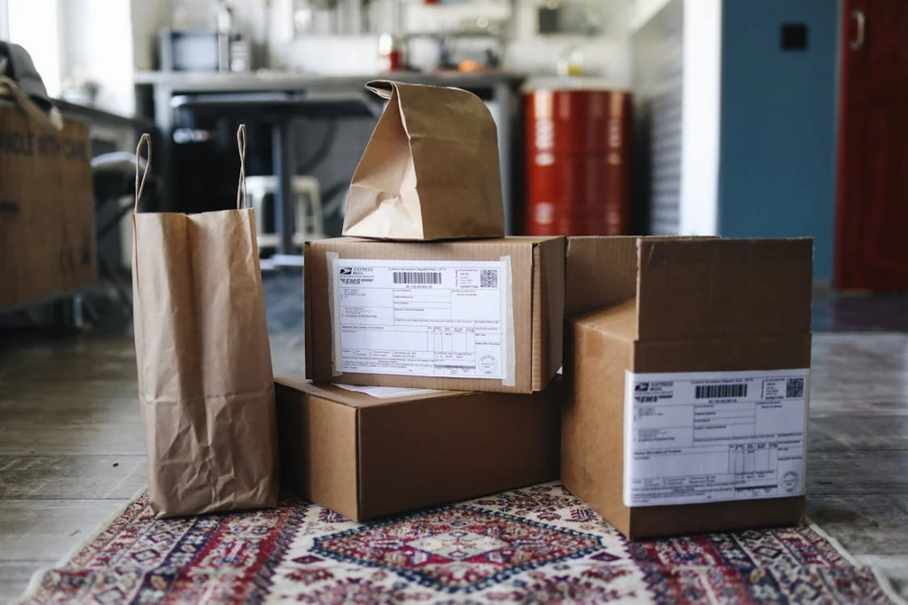 Small shipping boxes ready to be sent from China
