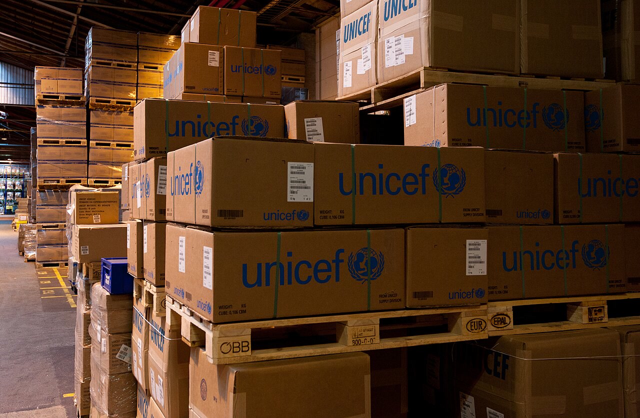 Palletized cartons staged for outbound handling
