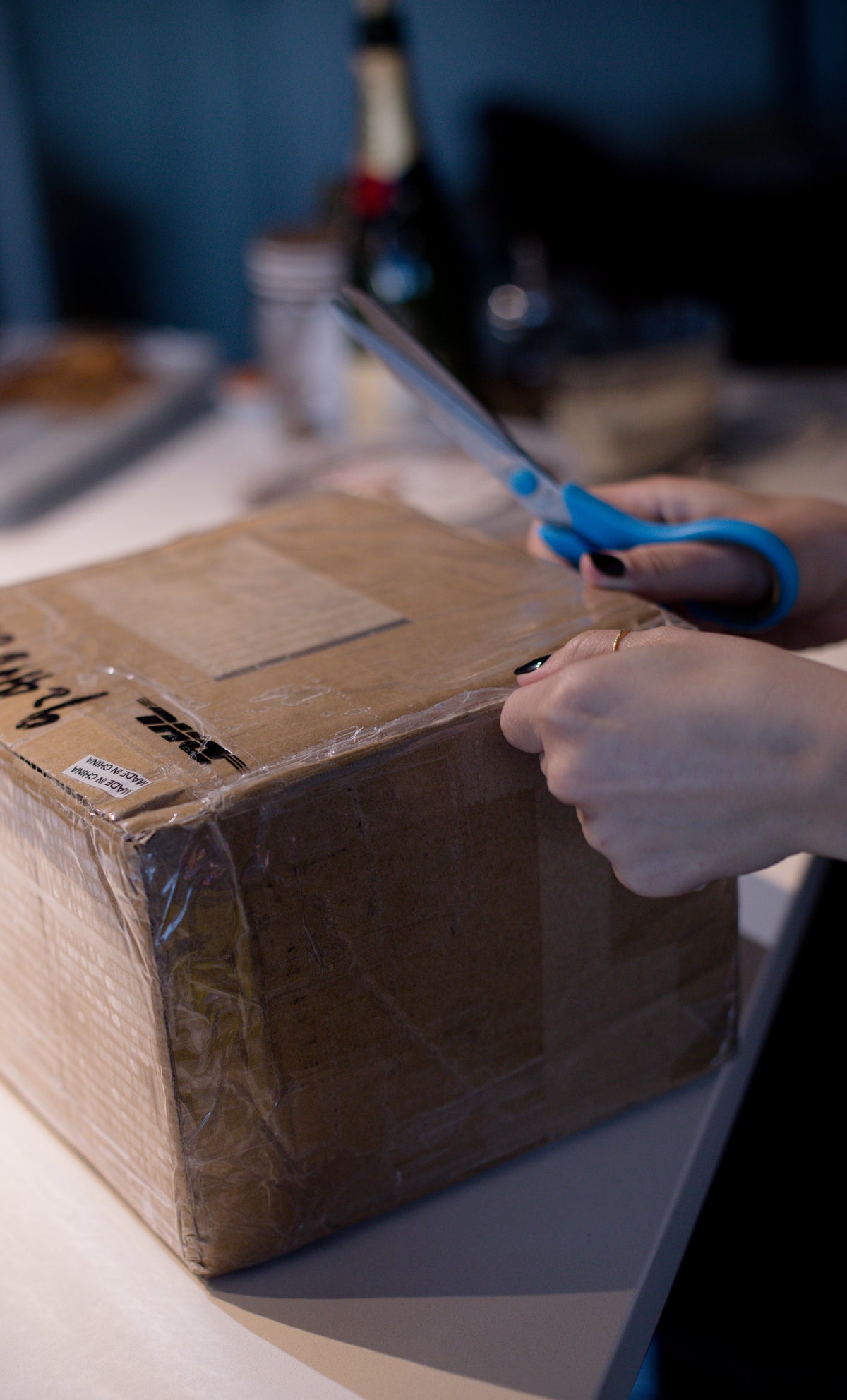 Package box ready to ship from second-hand marketplace
