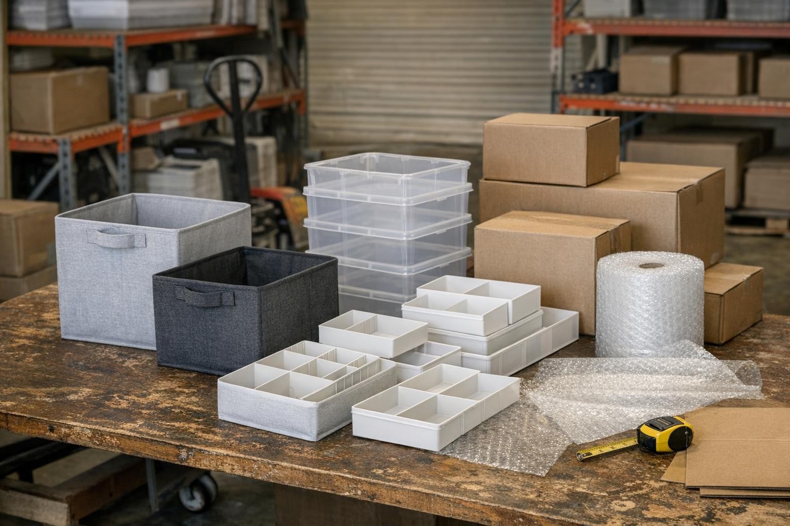 Collapsible storage bins and organizer samples checked before forwarding