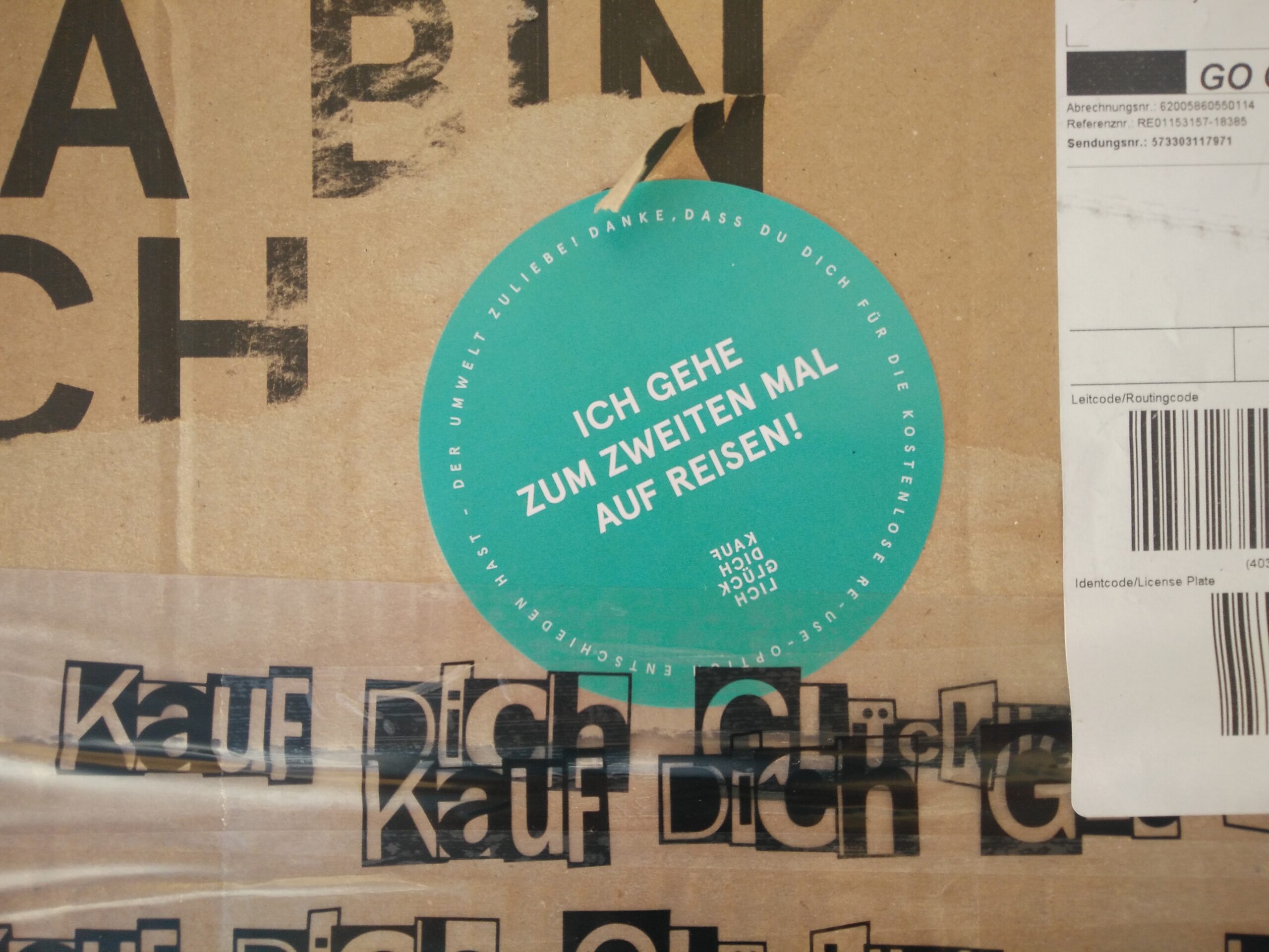 Parcel label on package