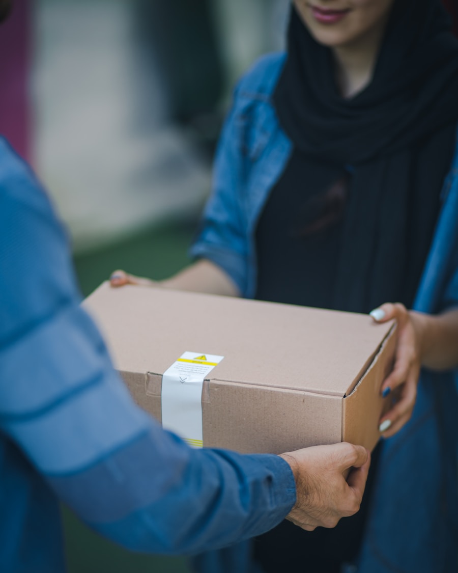 Warehouse workers consolidating multiple packages for optimized international shipping
