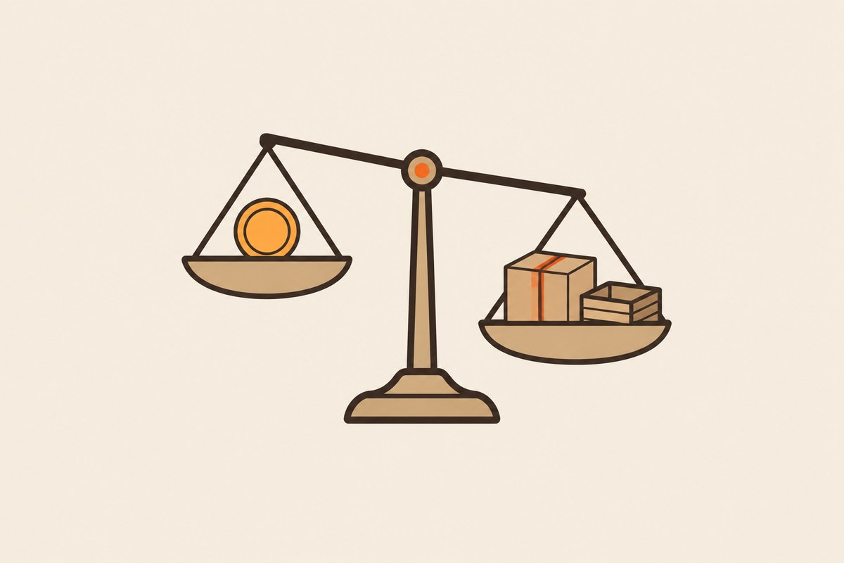 Opened parcel with tissue-wrapped contents checked during a buying agent cost comparison